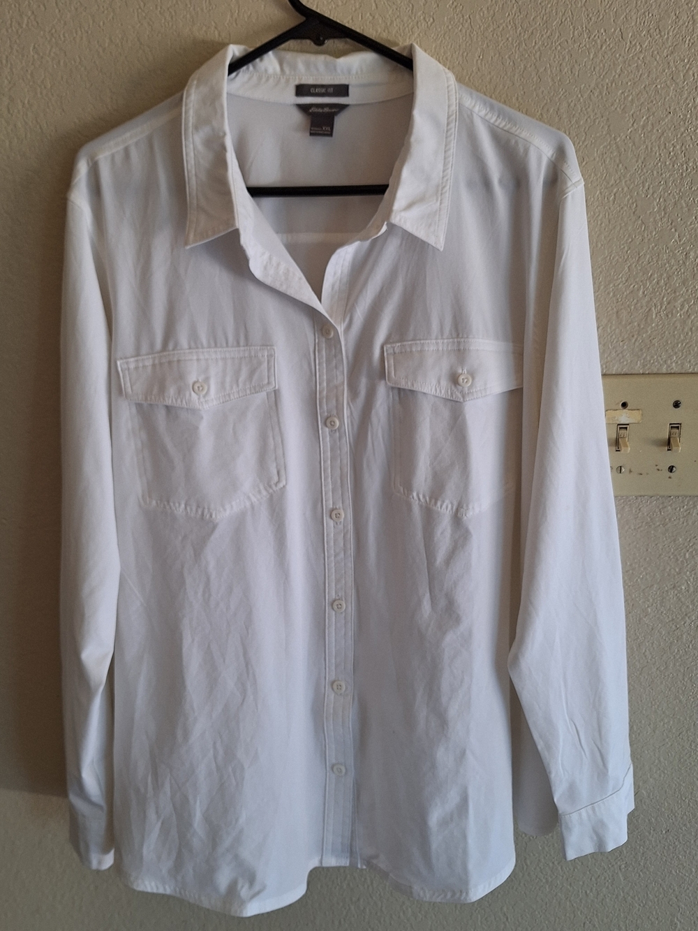 Ladies Plus SZXXL White Button-Up Shirt - Classic Long Sleeve Eddie Bauer